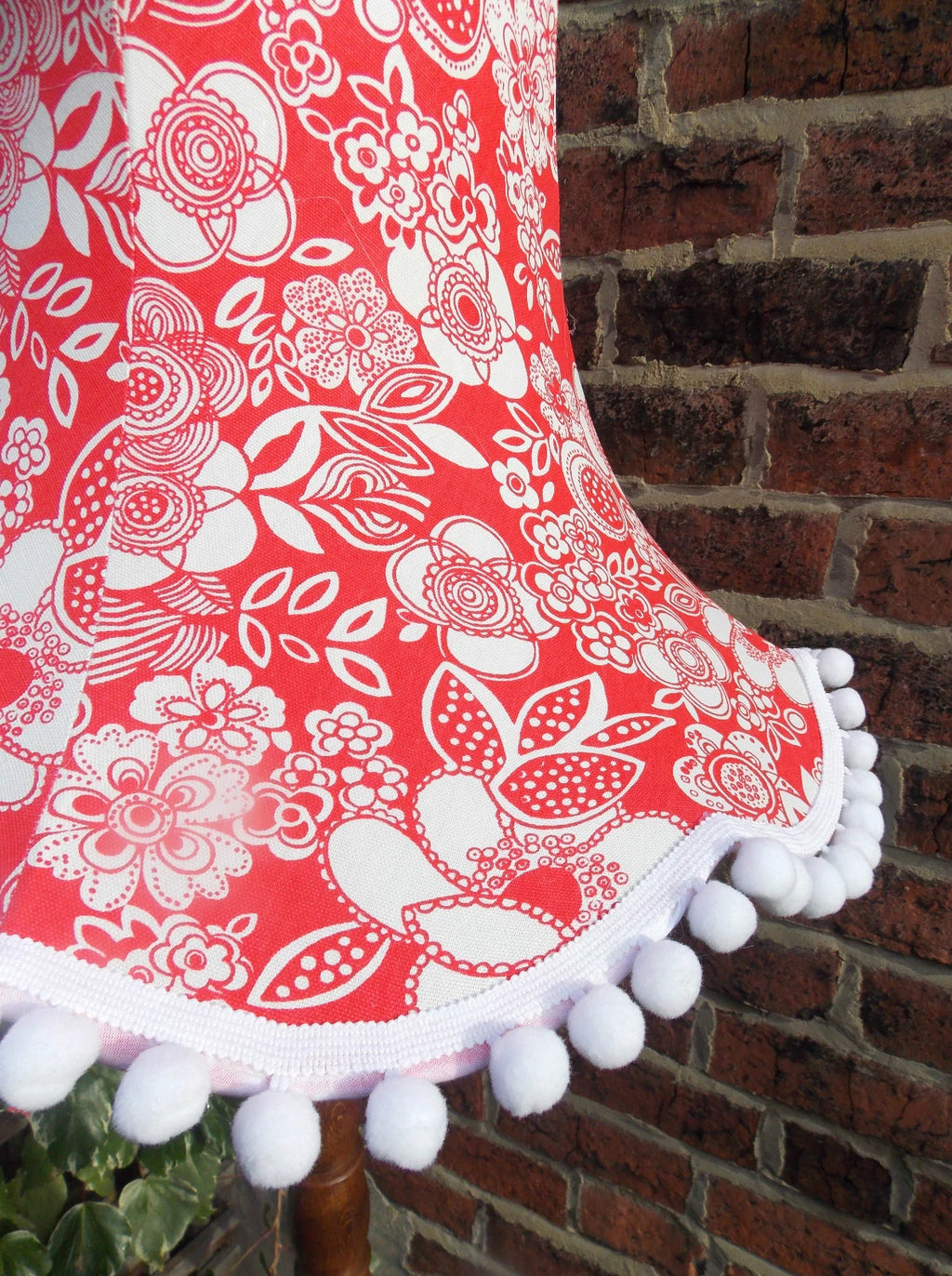 Handmade lampshade red Cath Kidston stencil flowers standard lamp ceiling lamp