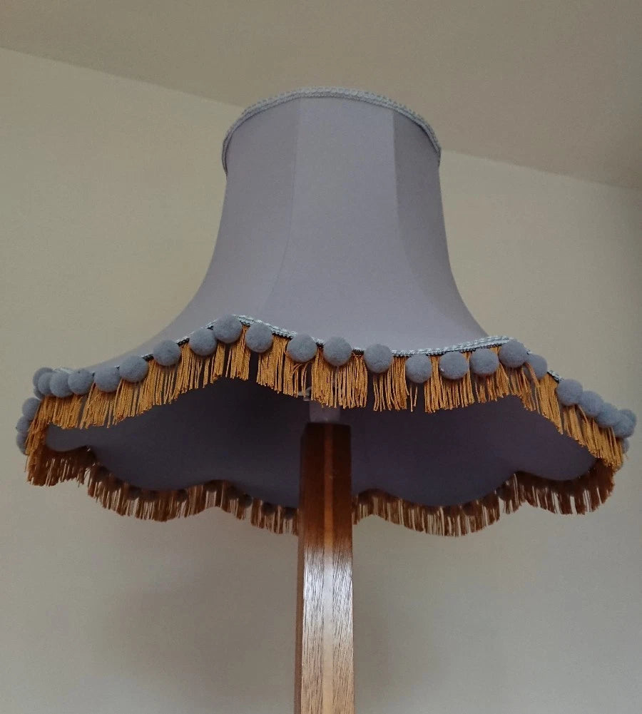 Handmade lampshade in grey cotton fabric for standard lamp / ceiling