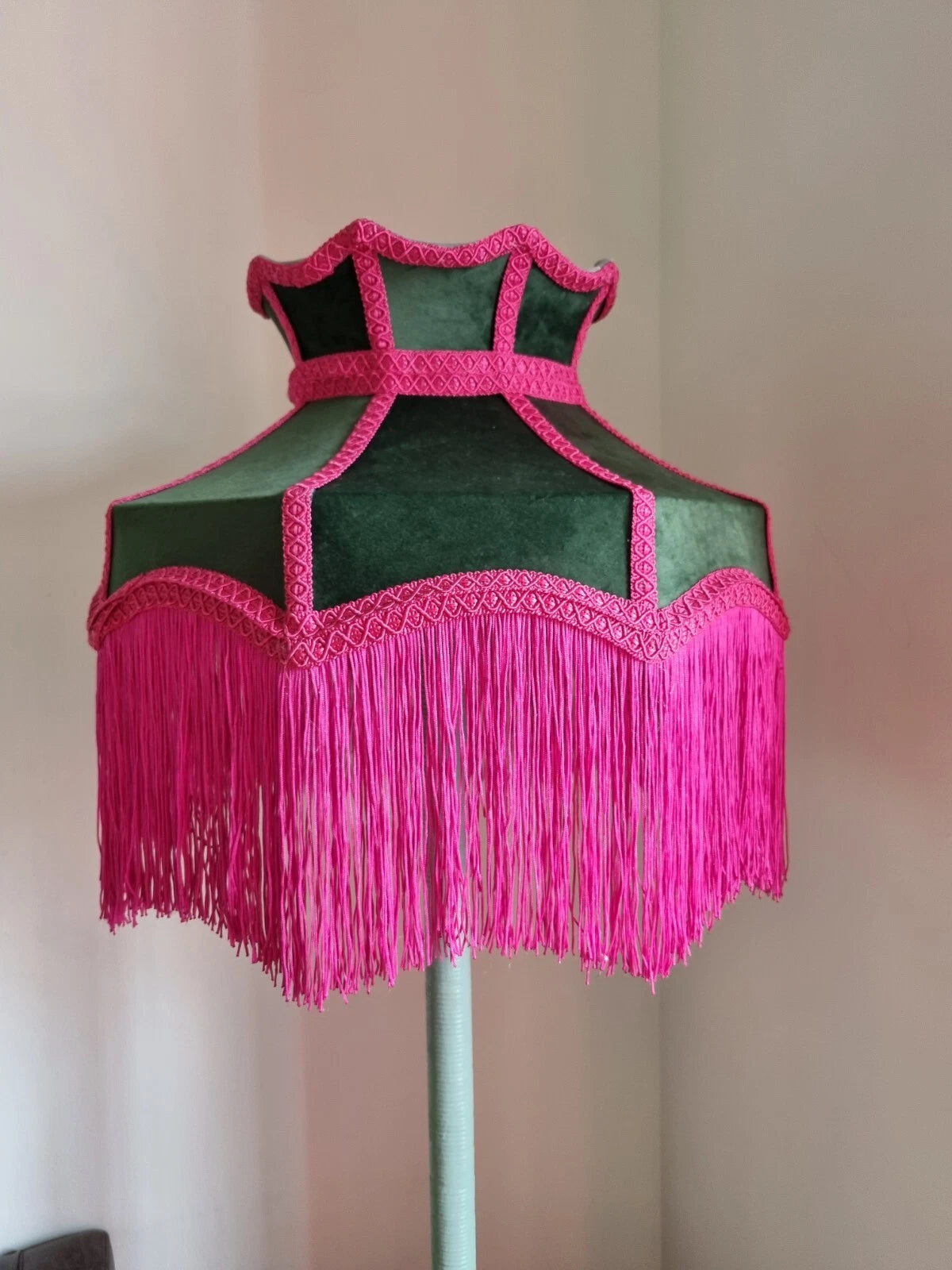 Green pink velvet lampshade crown for table light ceiling pendant standard lamp