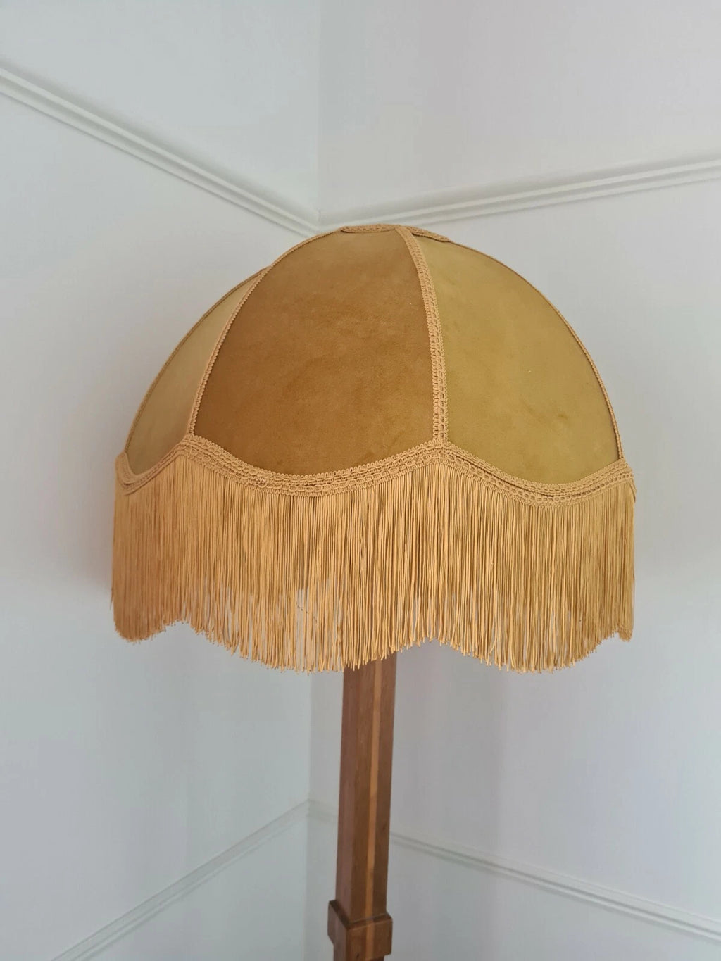 Handmade dome shaped lampshade mustard  yellow velvet standard lamp ceiling