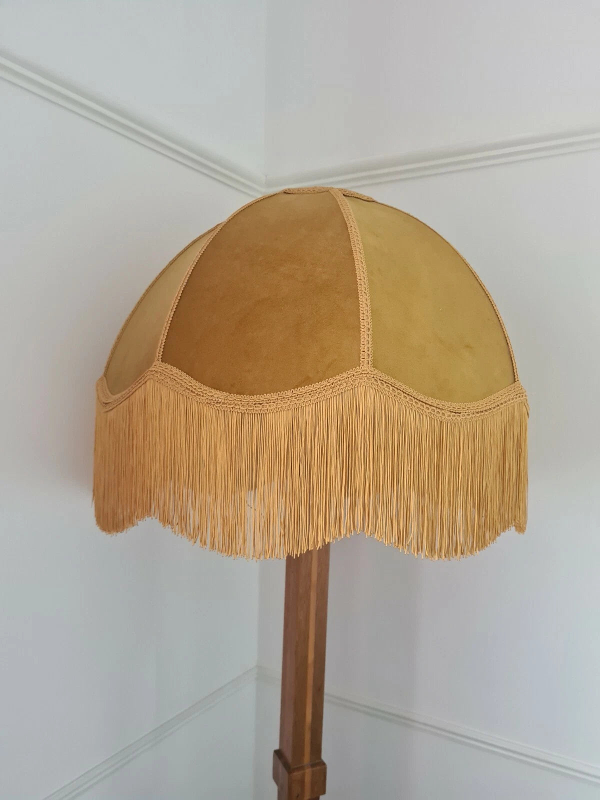 Handmade dome shaped lampshade mustard  yellow velvet standard lamp ceiling
