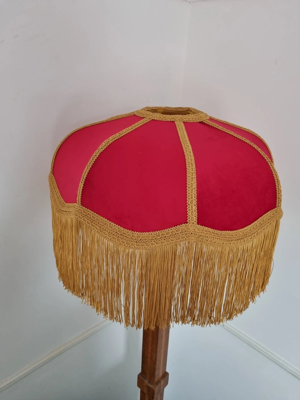 Handmade red and gold lampshade pendant for standard lamp or ceiling light