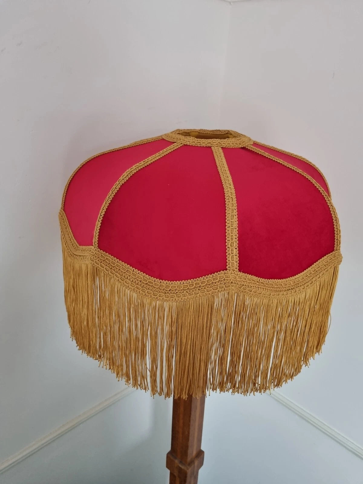 Handmade red and gold lampshade pendant for standard lamp or ceiling light