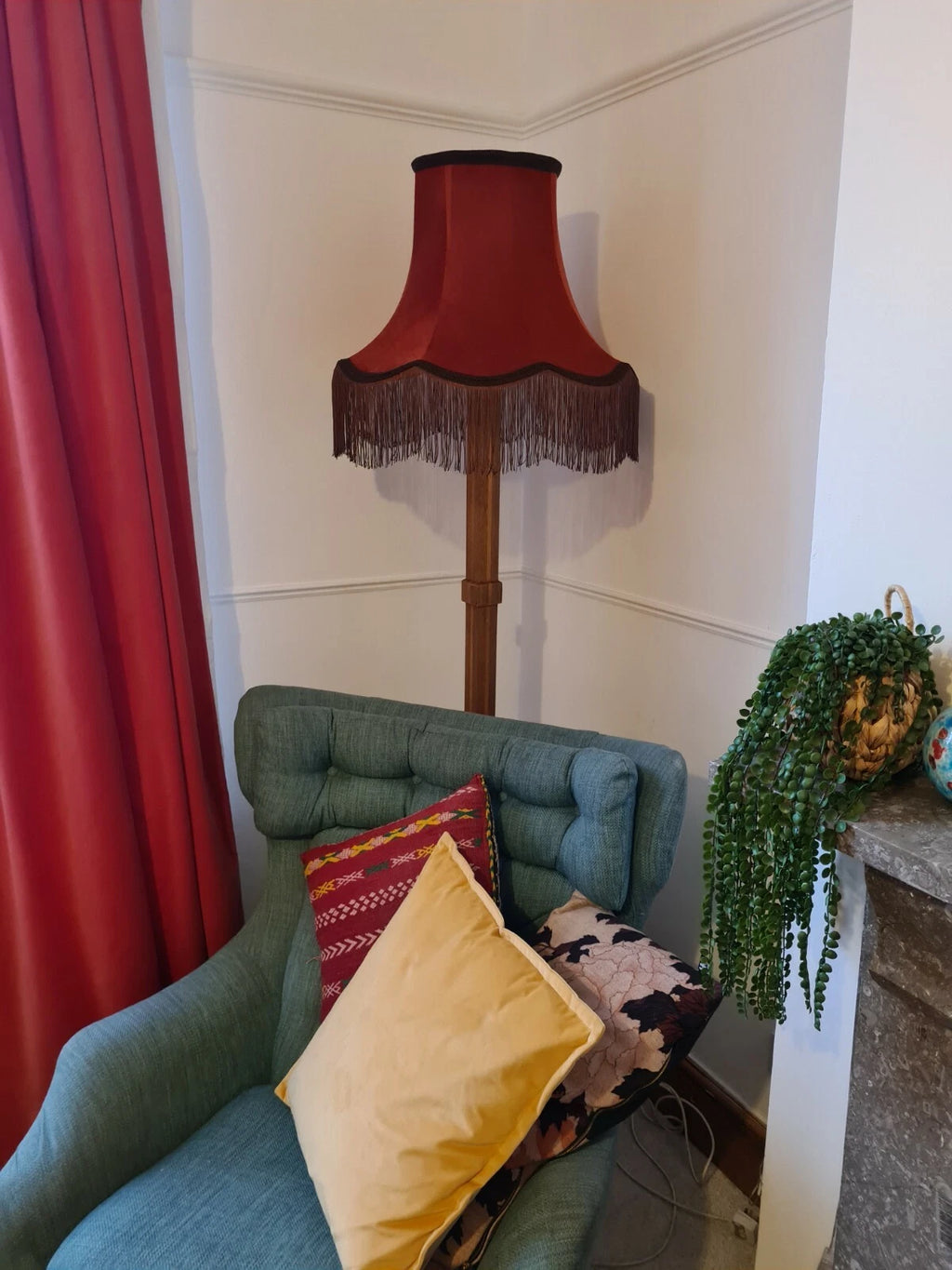 Handmade lampshade burnt orange velvet fabric standard lamp ceiling pendant