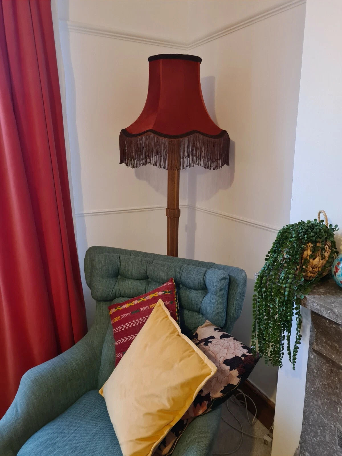 Handmade lampshade burnt orange velvet fabric standard lamp ceiling pendant