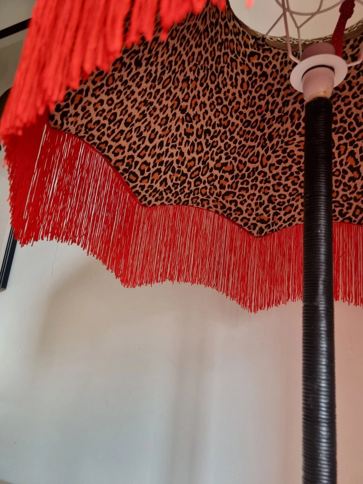 Handmade Red crown Lisa lampshade velvet leopard standard lamp pendant