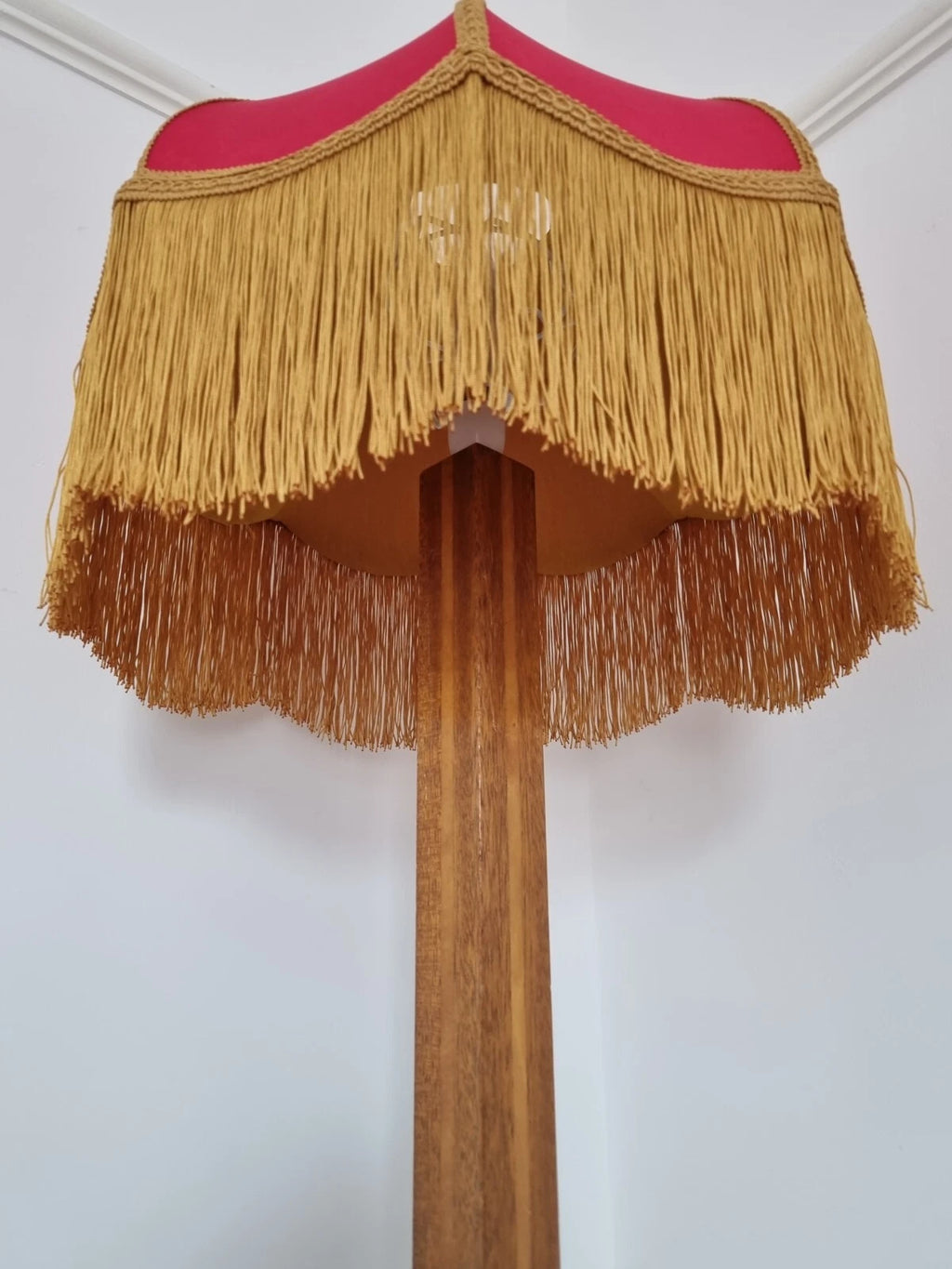 Handmade red and gold lampshade pendant for standard lamp or ceiling light