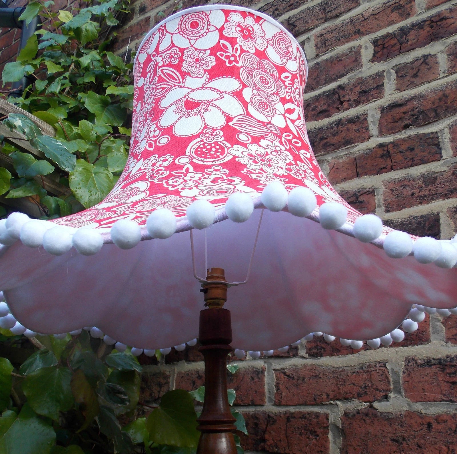 Handmade lampshade red Cath Kidston stencil flowers standard lamp ceiling lamp