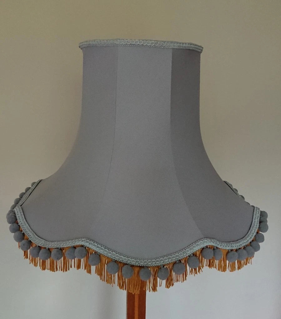 Handmade lampshade in grey cotton fabric for standard lamp / ceiling