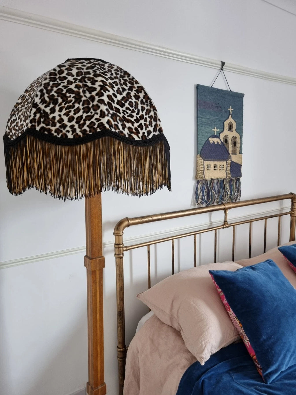 Leopard print fabric handmade lampshade standard lamp or ceiling pendant dome