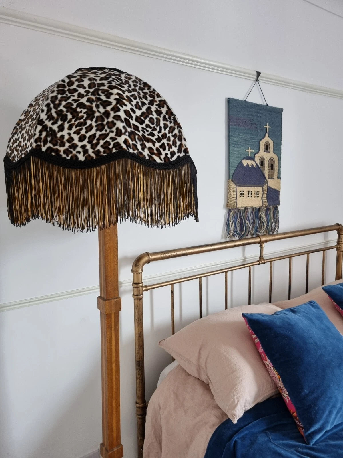 Leopard print fabric handmade lampshade standard lamp or ceiling pendant dome