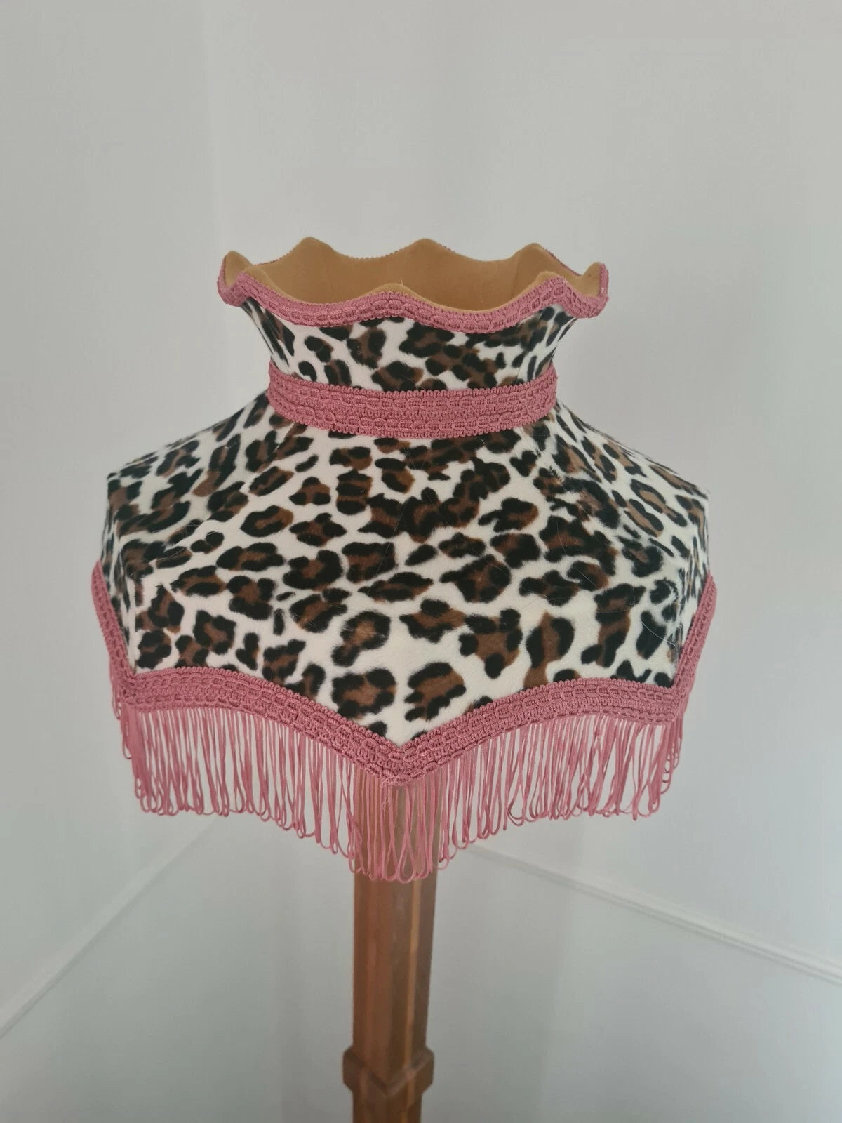 Small leopard print lampshade crown shaped for a table lamp or ceiling pendant