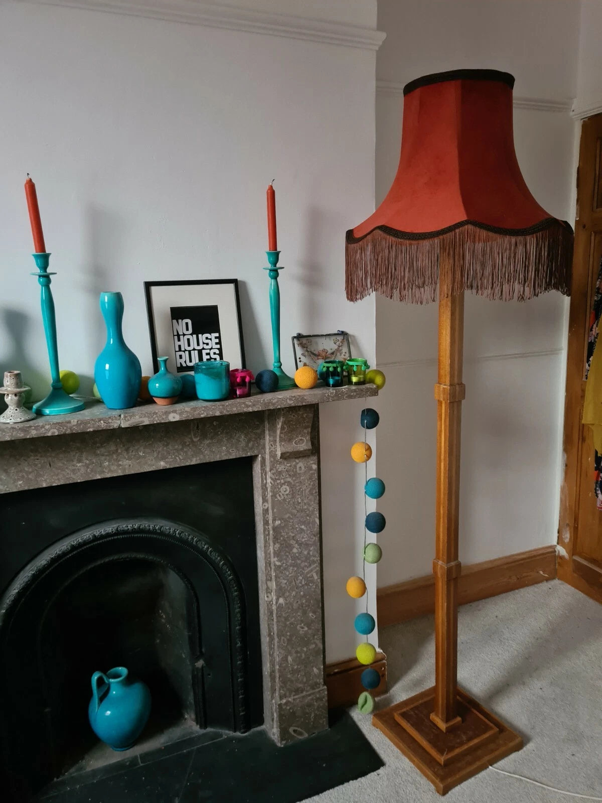 Handmade lampshade burnt orange velvet fabric standard lamp ceiling pendant