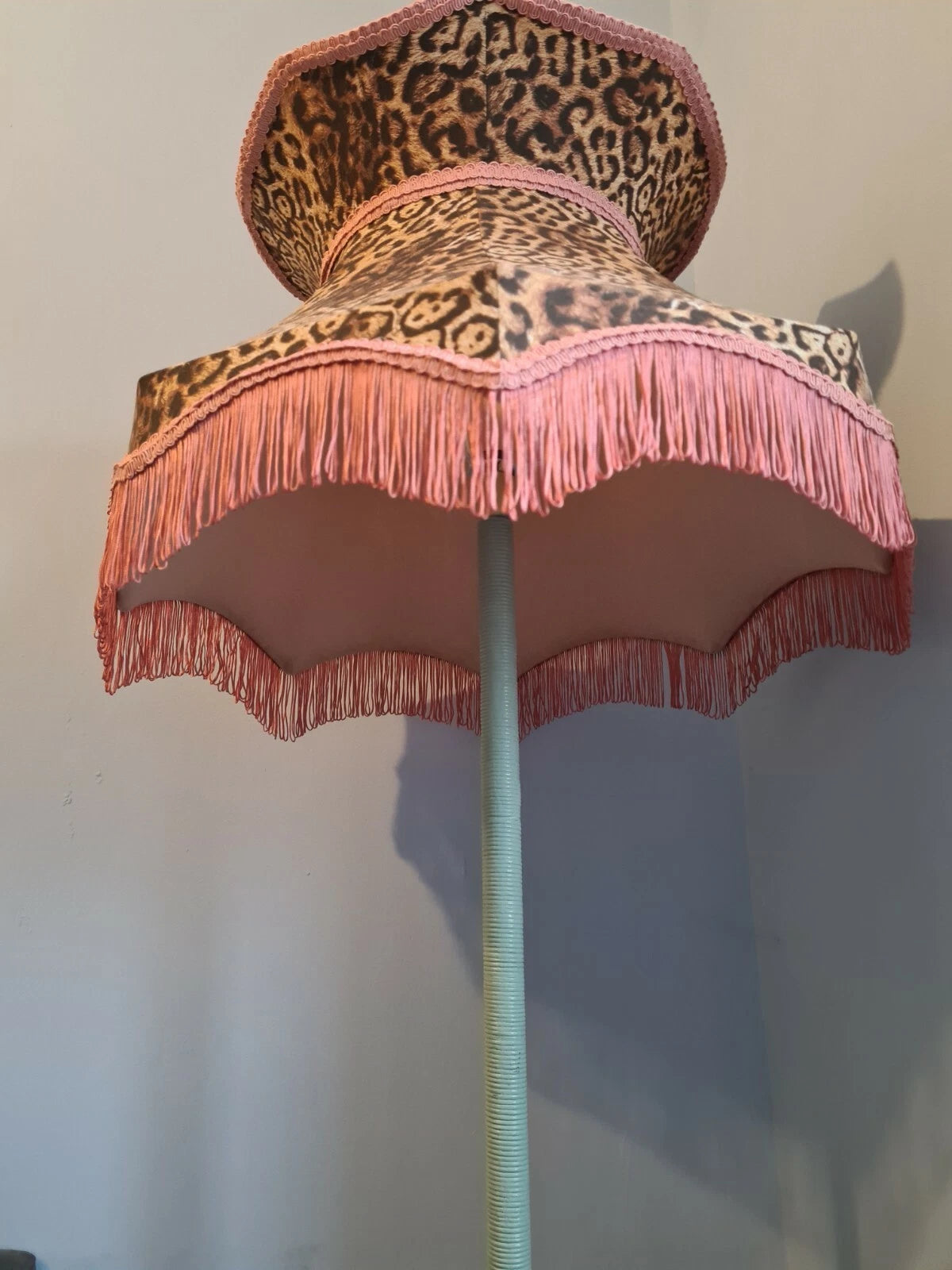 Large handmade animal print lampshade crown standard lamp or ceiling pendant