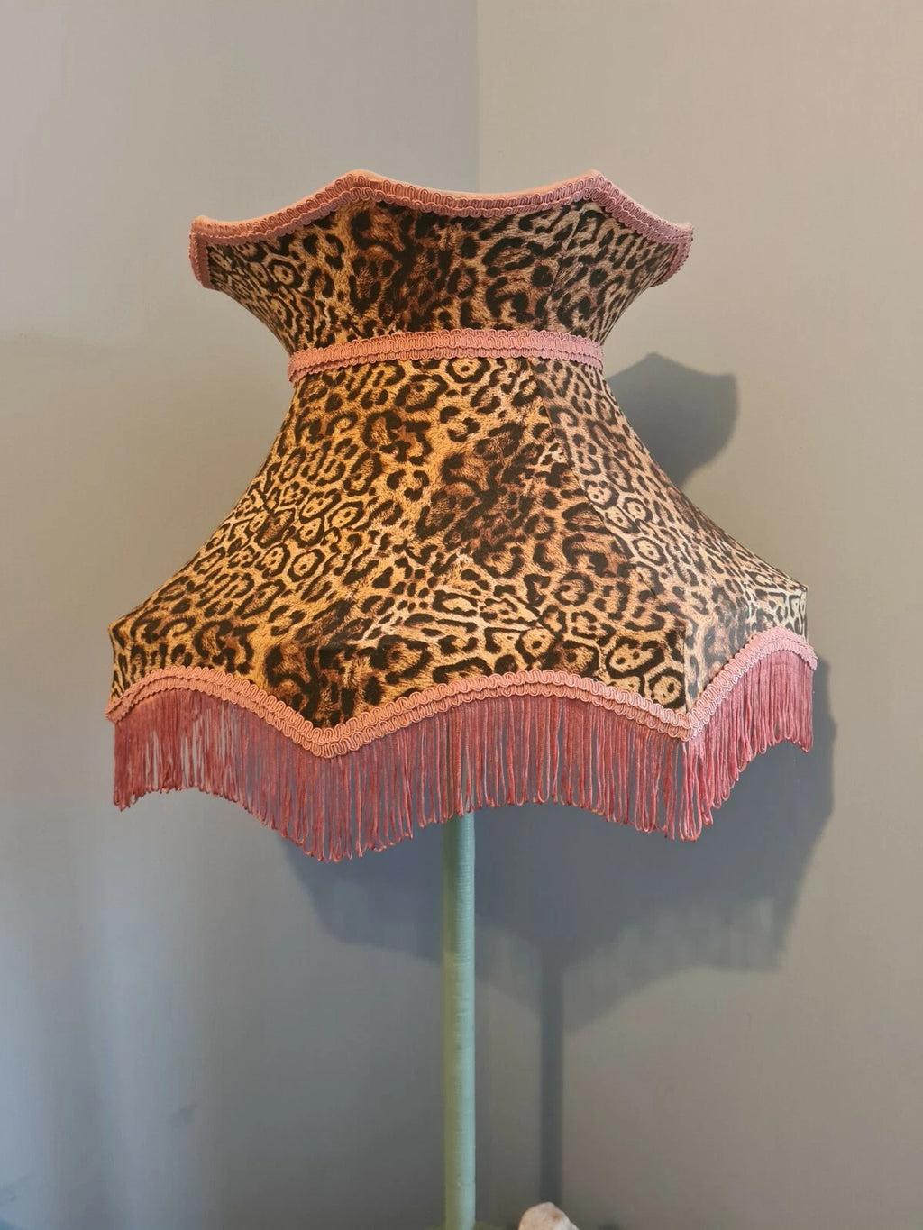Large handmade animal print lampshade crown standard lamp or ceiling pendant