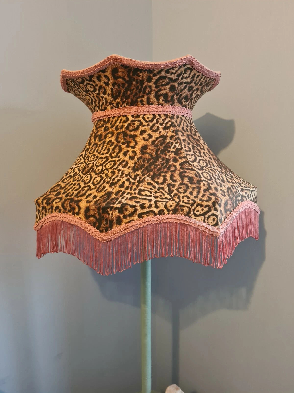 Large handmade animal print lampshade crown standard lamp or ceiling pendant