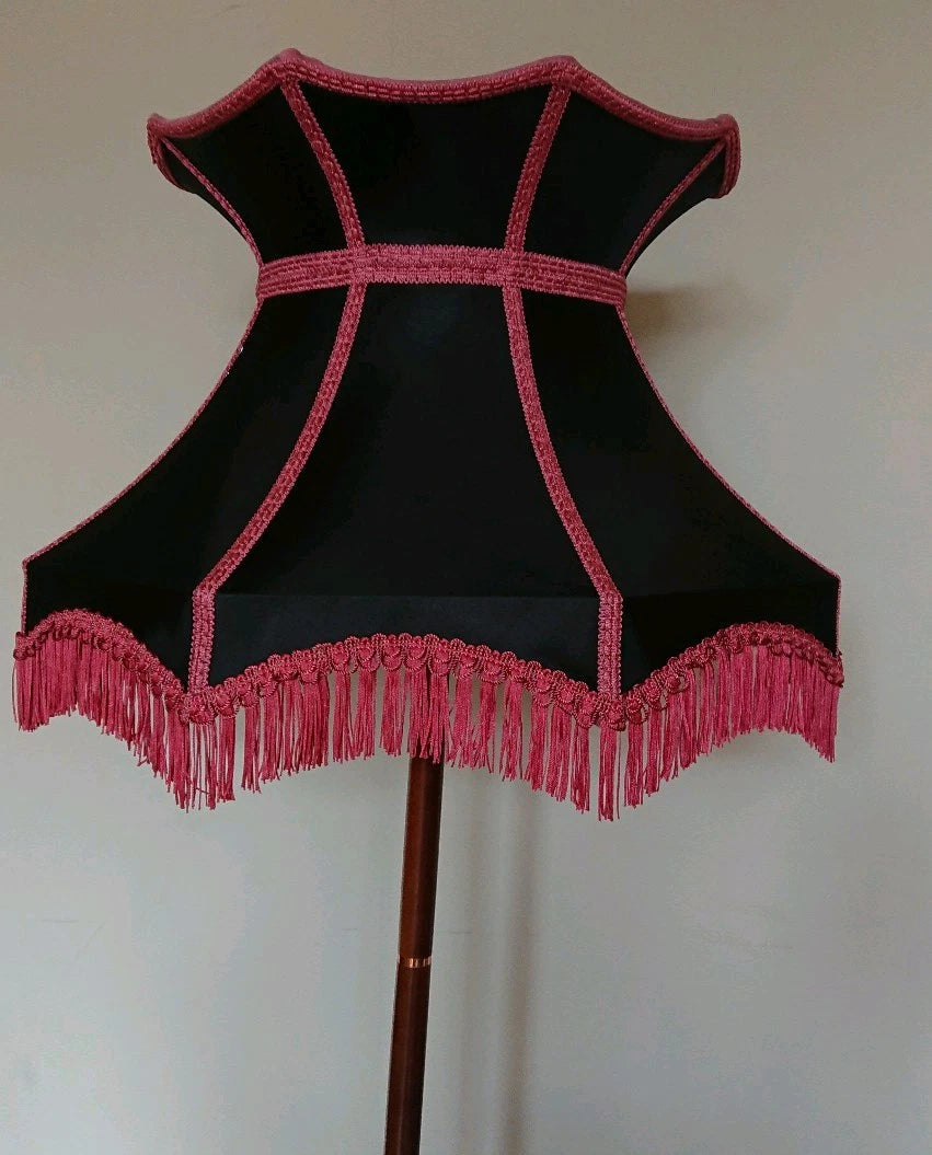 Large handmade crown shaped lampshade black pink standard lamp ceiling pendant