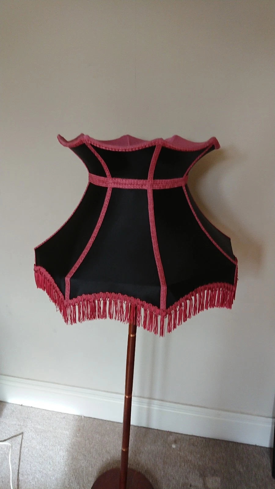 Large handmade crown shaped lampshade black pink standard lamp ceiling pendant