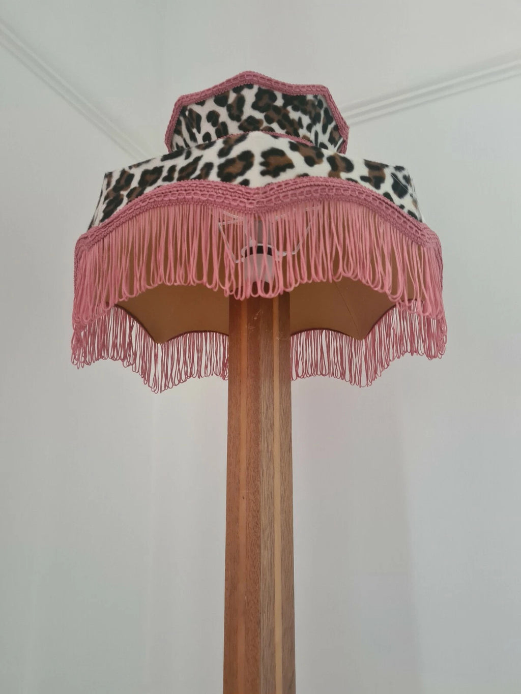 Small leopard print lampshade crown shaped for a table lamp or ceiling pendant