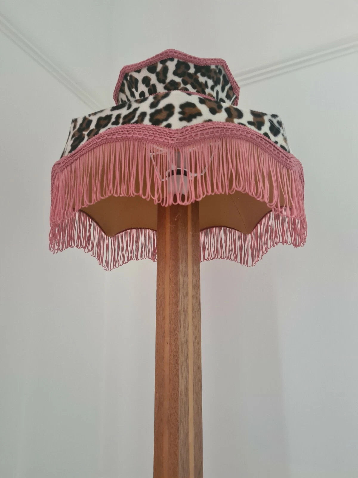 Small leopard print lampshade crown shaped for a table lamp or ceiling pendant