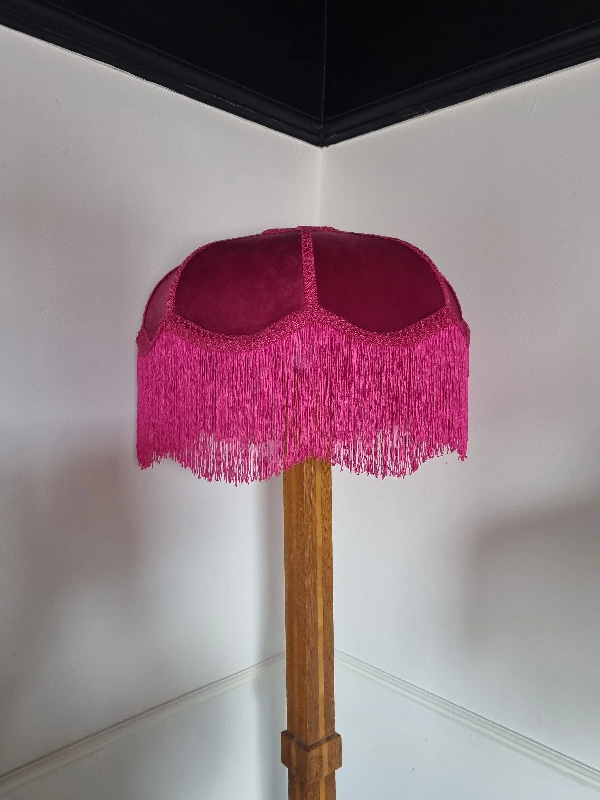 Handmade Bright Pink Velvet lampshade pendant for standard lamp or ceiling light