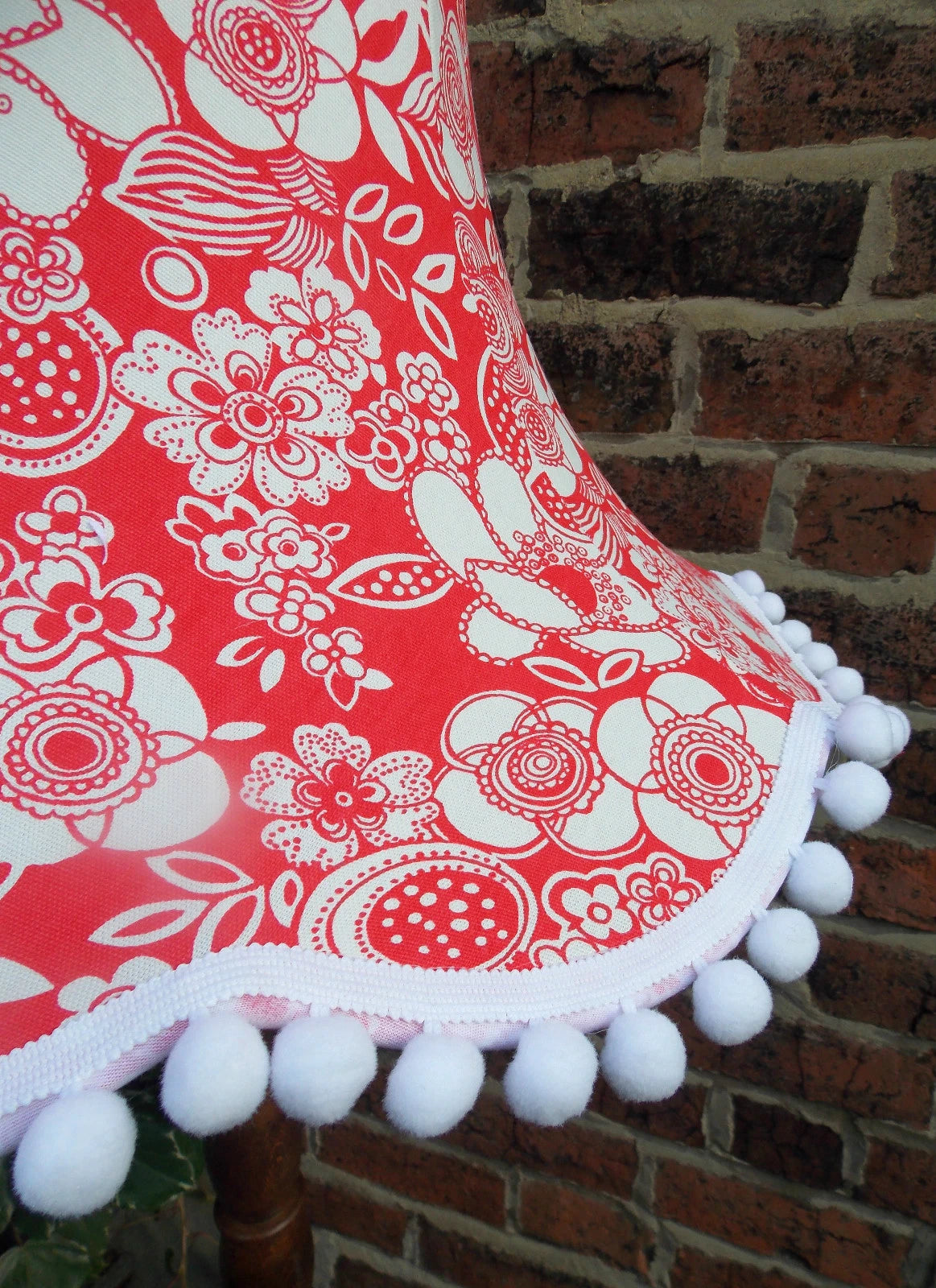 Handmade lampshade red Cath Kidston stencil flowers standard lamp ceiling lamp