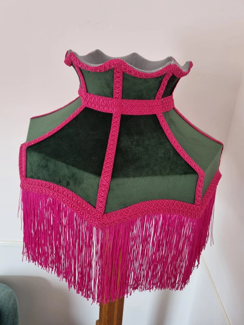 Green pink velvet lampshade crown for table light ceiling pendant standard lamp