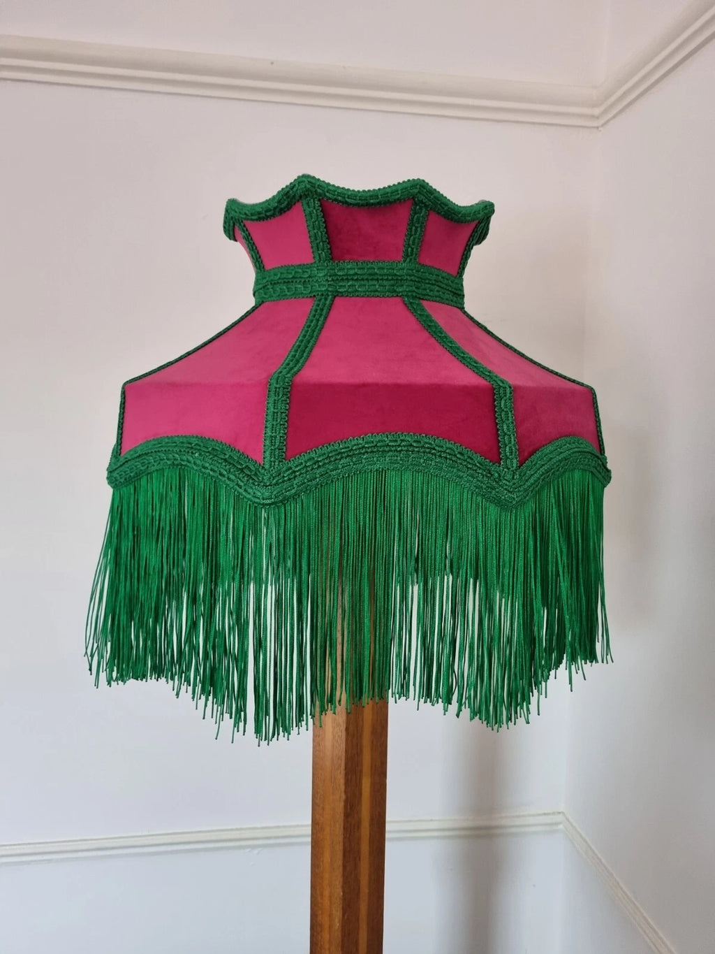 Pink velvet Lisa lampshade crown for table light ceiling pendant standard lamp