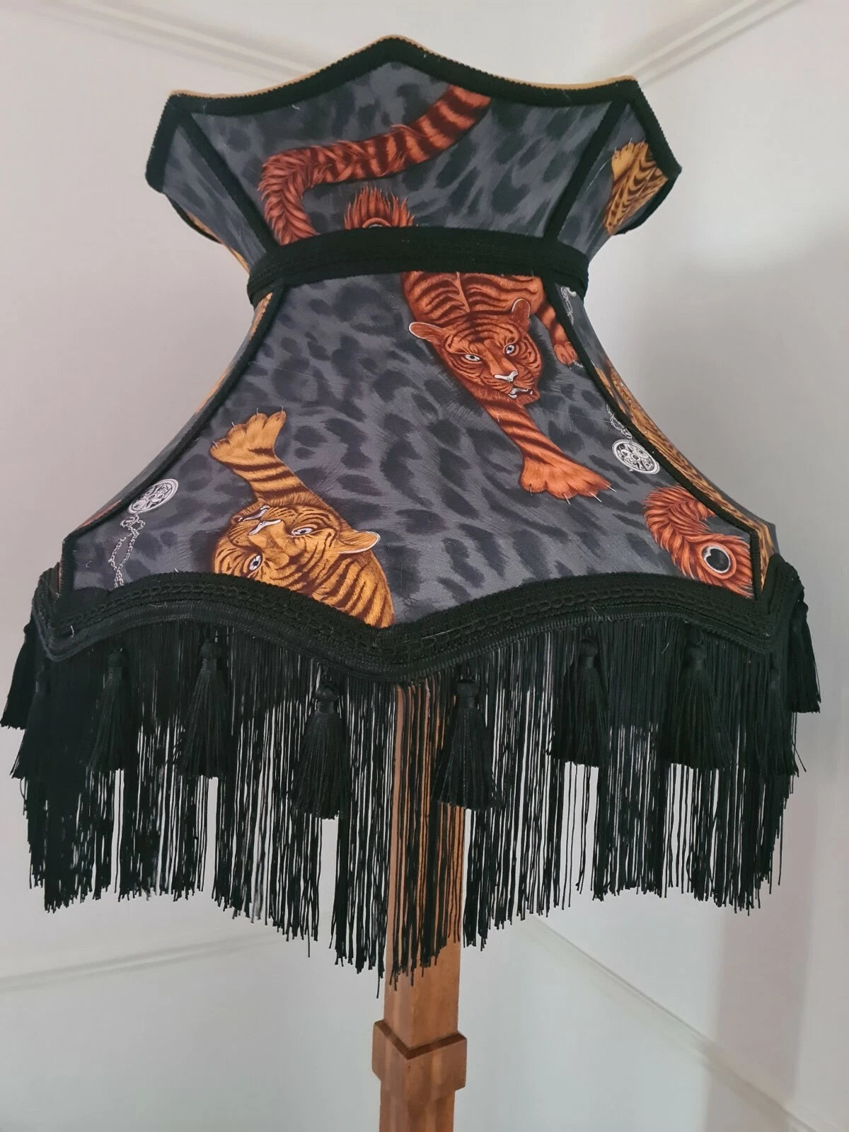 Large handmade Tigris fabric Emma j shipley lampshade standard lamp or ceiling
