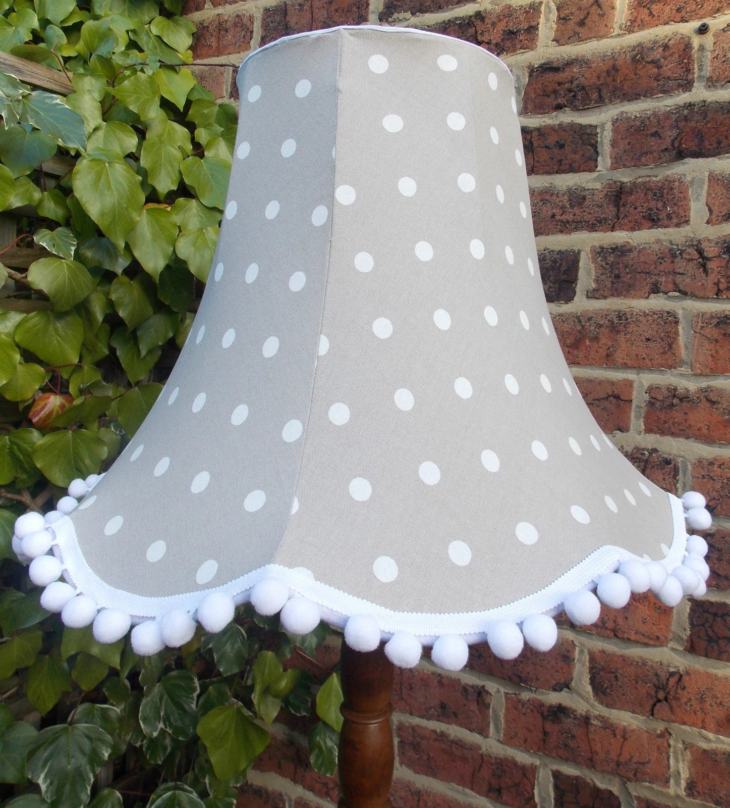 Handmade lampshade Clarke and Clarke dotty taupe standard lamp ceiling pendant