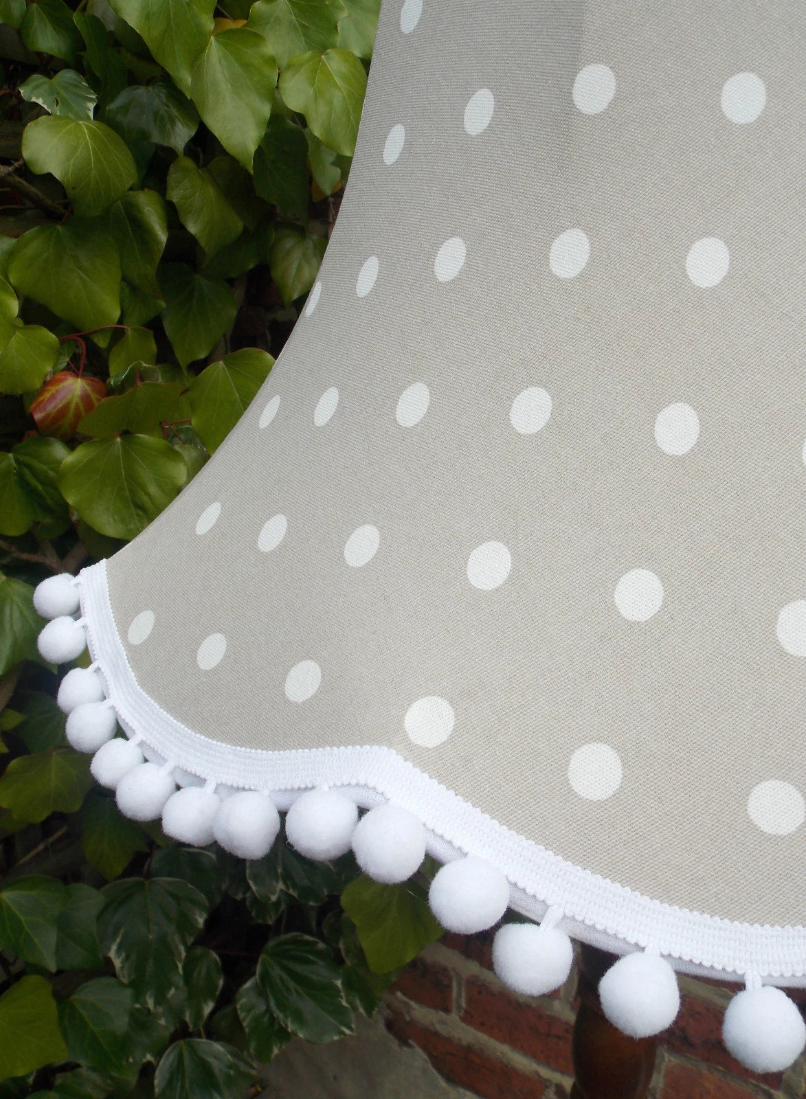 Handmade lampshade Clarke and Clarke dotty taupe standard lamp ceiling pendant