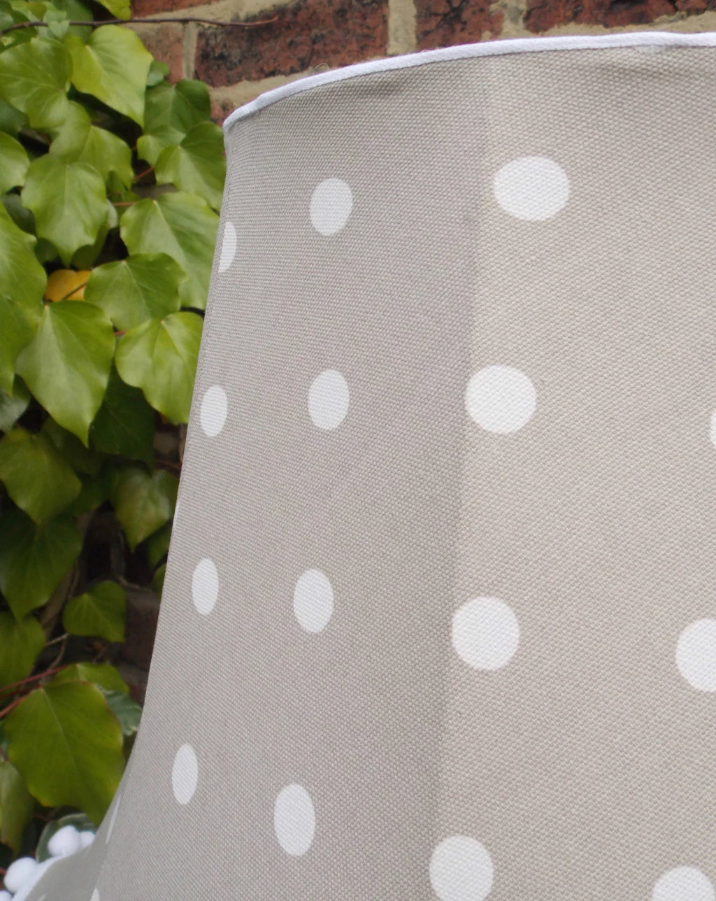 Handmade lampshade Clarke and Clarke dotty taupe standard lamp ceiling pendant
