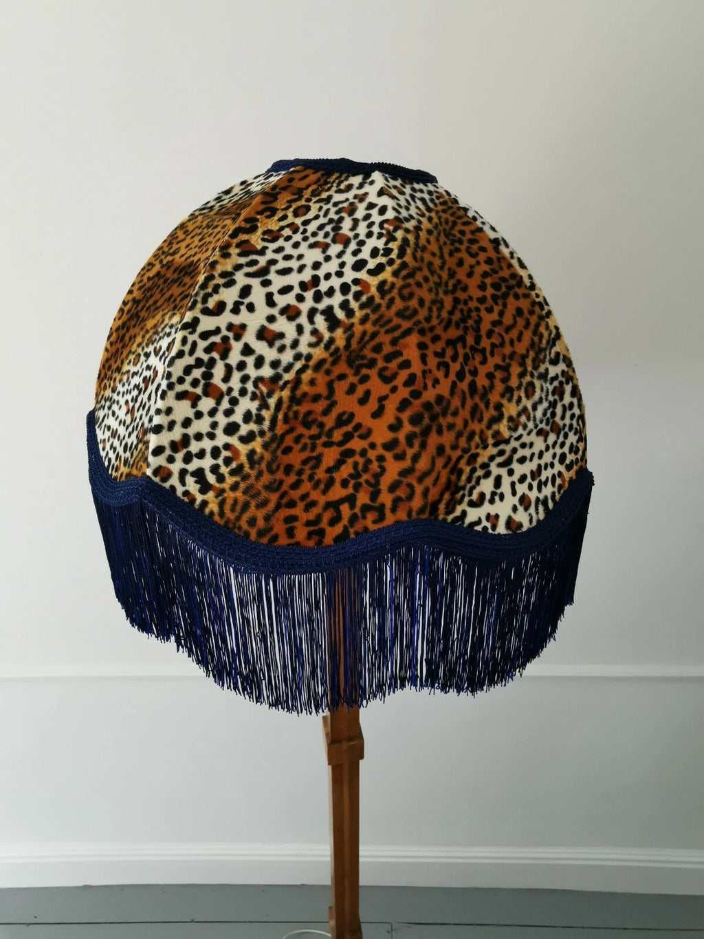 Handmade dome lampshade in leopard print animal fabric standard lamp or ceiling