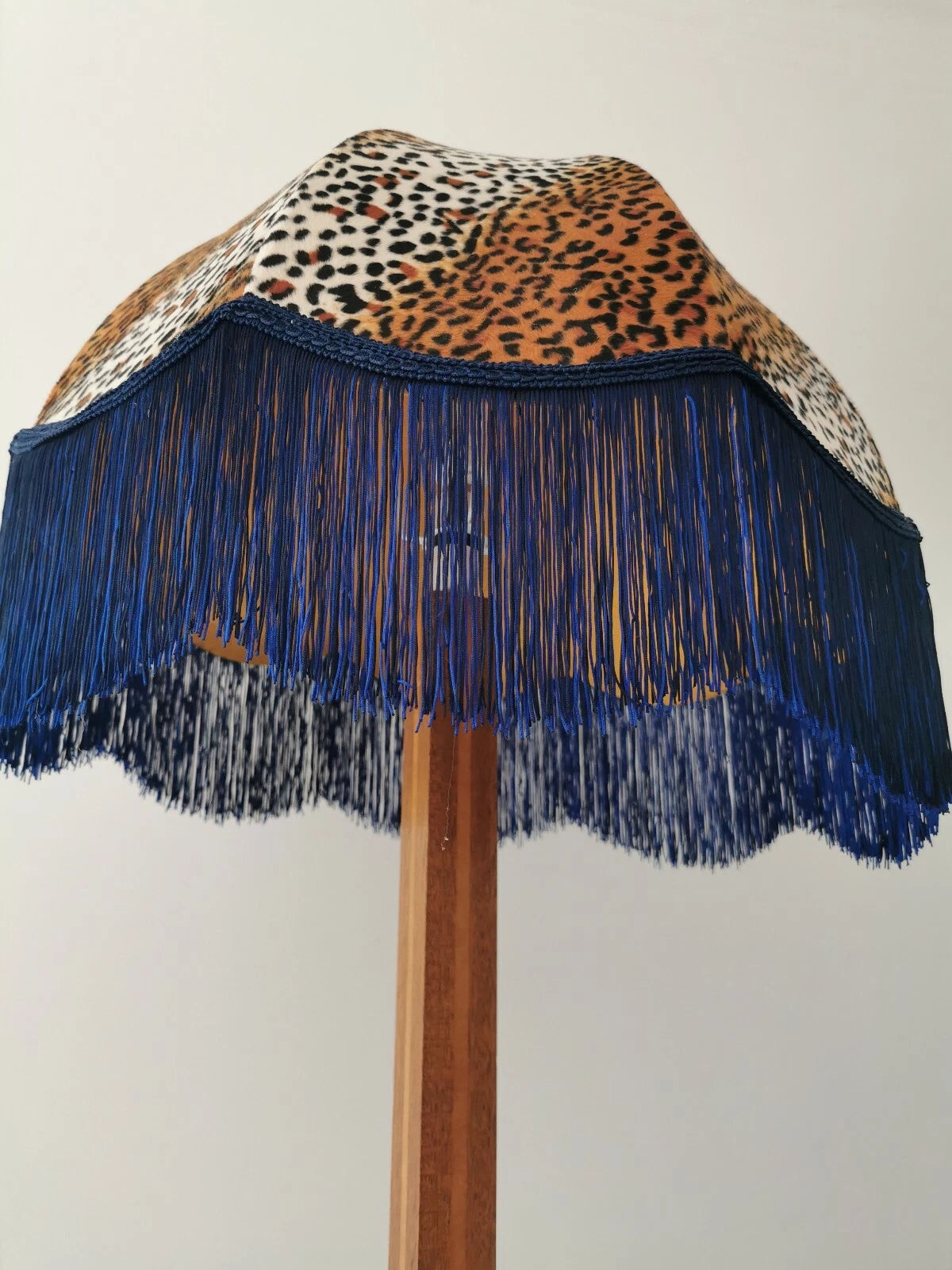 Handmade dome lampshade in leopard print animal fabric standard lamp or ceiling