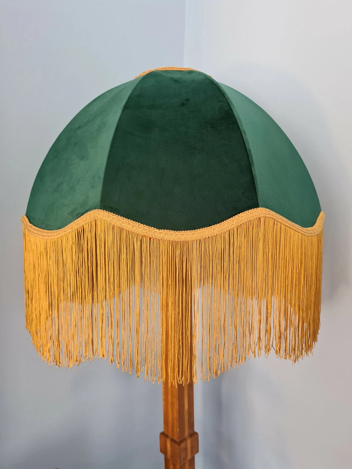 Handmade dome lampshade in green velvet fabric standard lamp or ceiling light