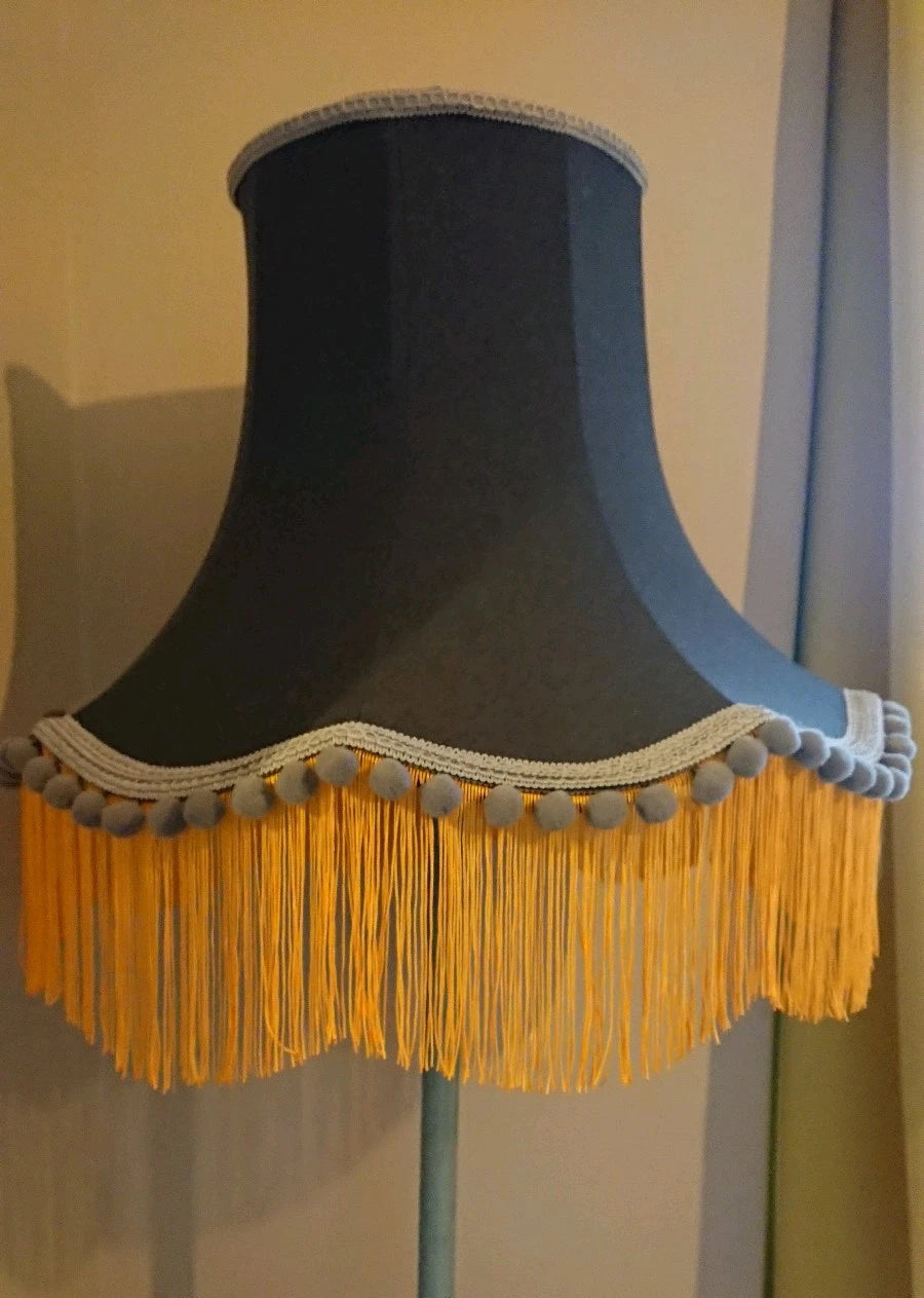 Handmade lampshade in Grey cotton fabric for standard lamp or ceiling pendant