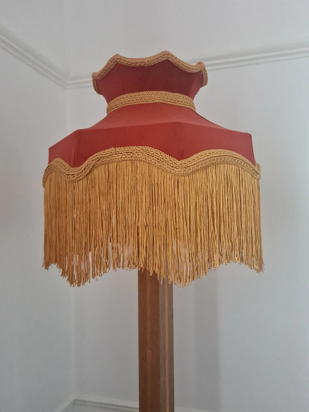Burnt orange velvet lampshade crown shaped table light ceiling pendant standard