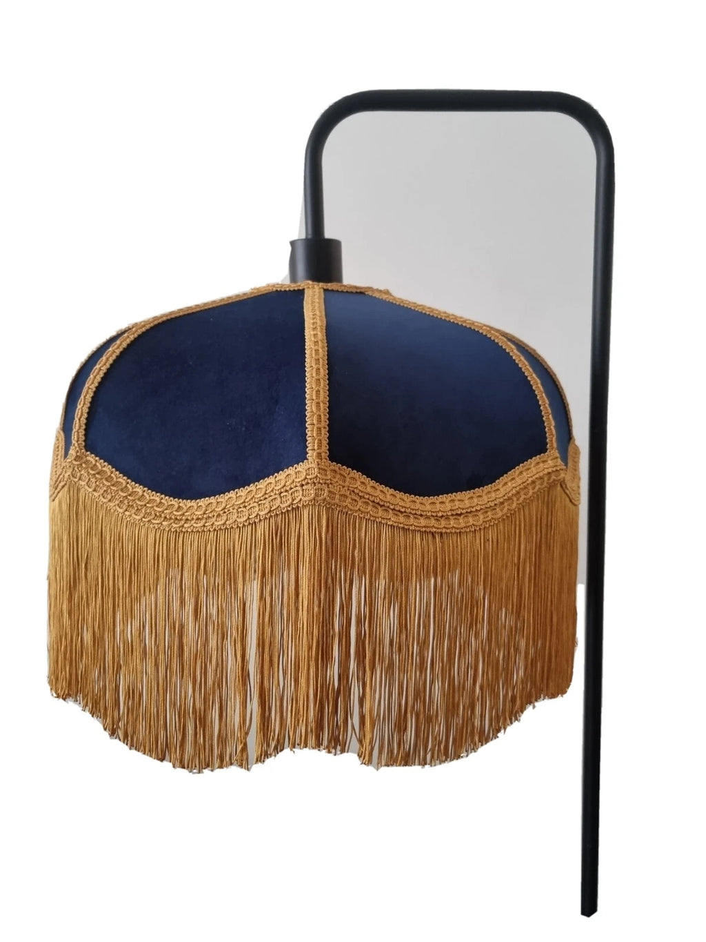Handmade navy blue and gold lampshade pendant for standard lamp or ceiling light