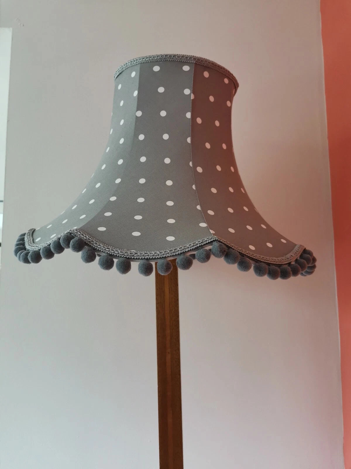 Handmade lampshade Clarke and Clarke dot spot Grey standard lamp ceiling pendant