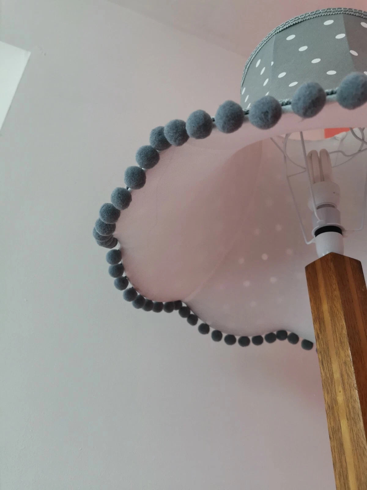 Handmade lampshade Clarke and Clarke dot spot Grey standard lamp ceiling pendant