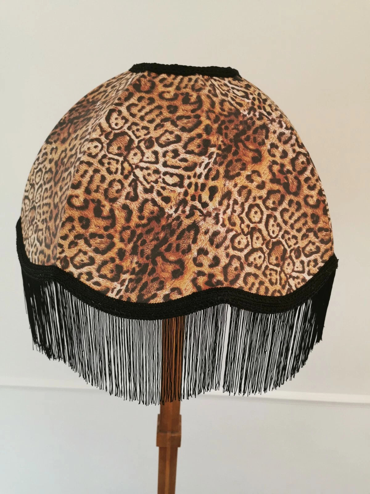 Large Lisa lampshade in leopard print animal fabric for a standard lamp ceiling