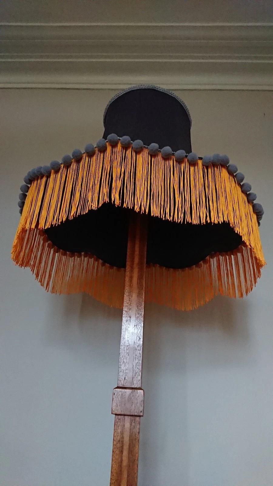 Handmade lampshade in Grey cotton fabric for standard lamp or ceiling pendant
