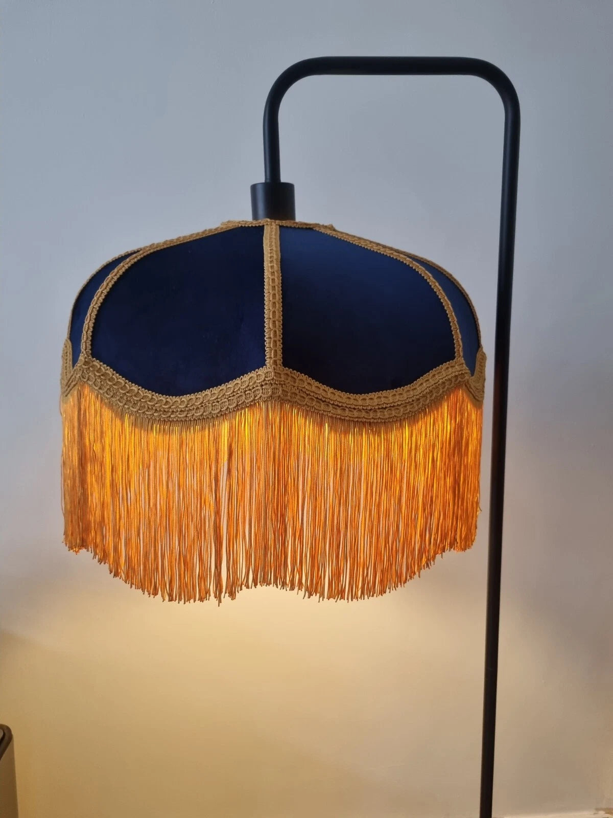 Handmade navy blue and gold lampshade pendant for standard lamp or ceiling light