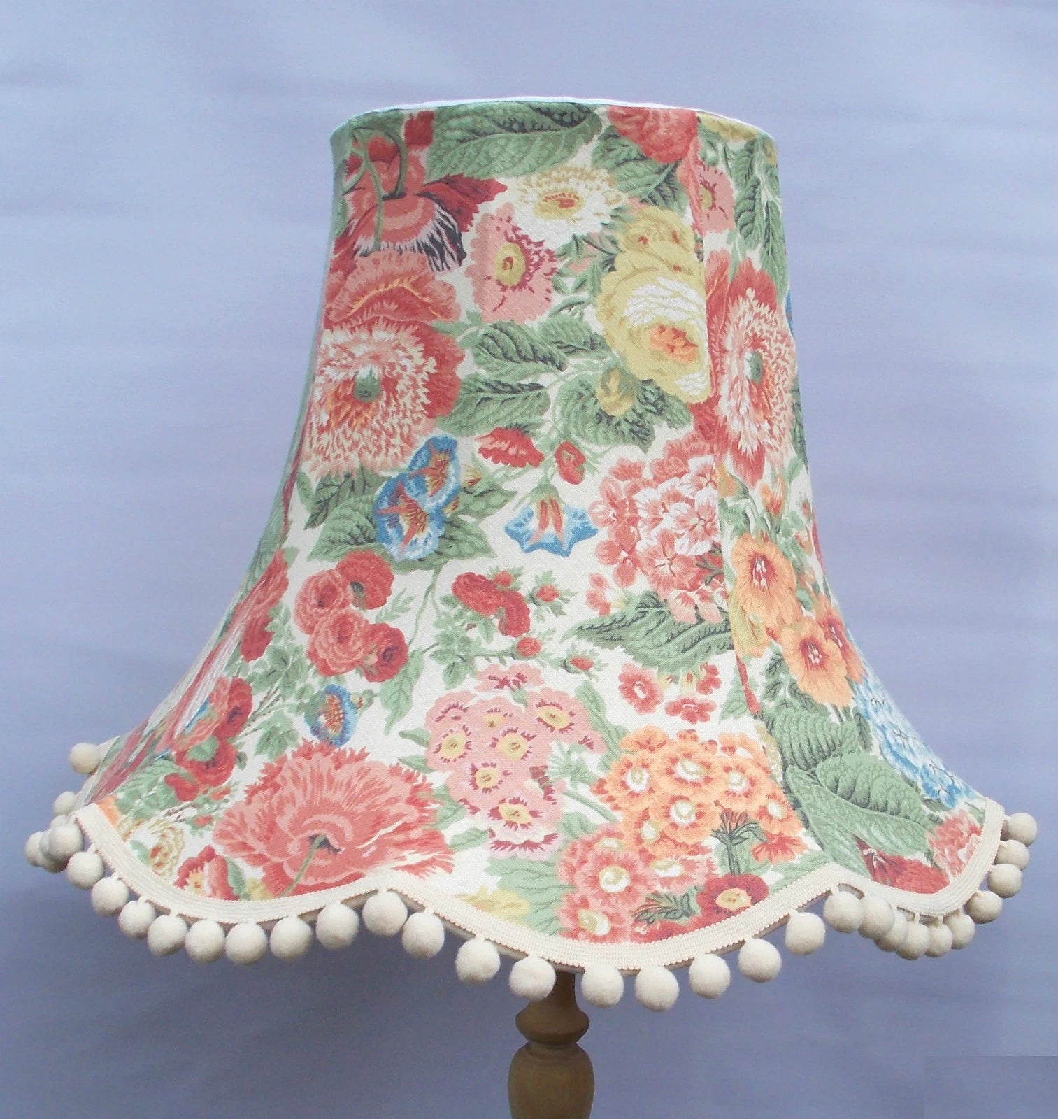 Handmade lampshade in floral Jolene pink fabric standard lamp ceiling pendant