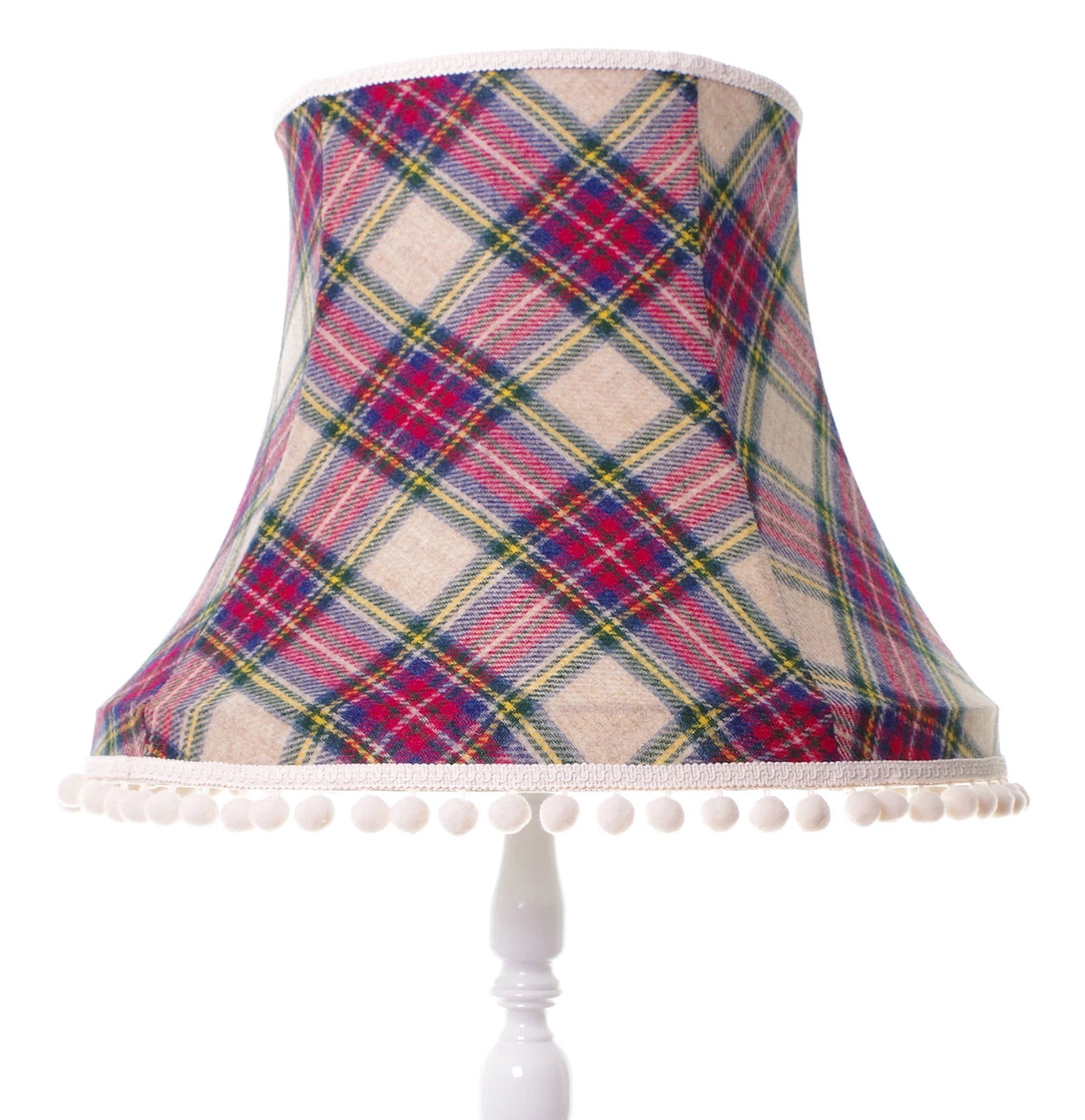 Tartan Lisa lampshade in white red green black for ceiling or standard lamp