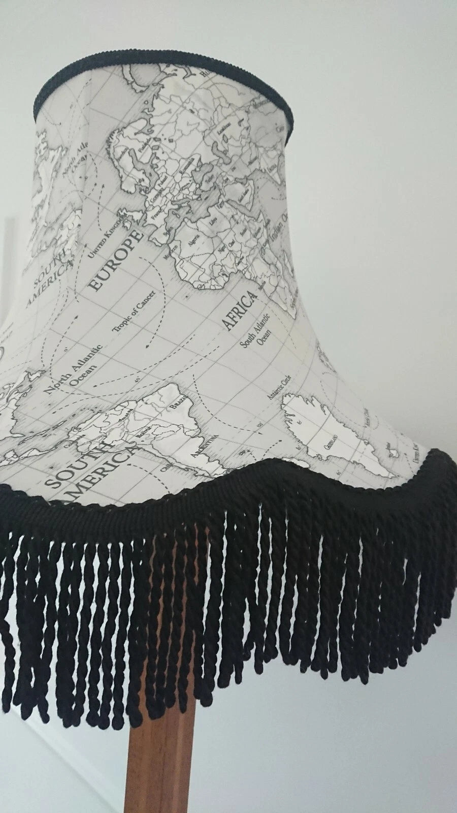 Handmade Lisa lampshade grey map cotton fabric for standard lamp or ceiling lamp