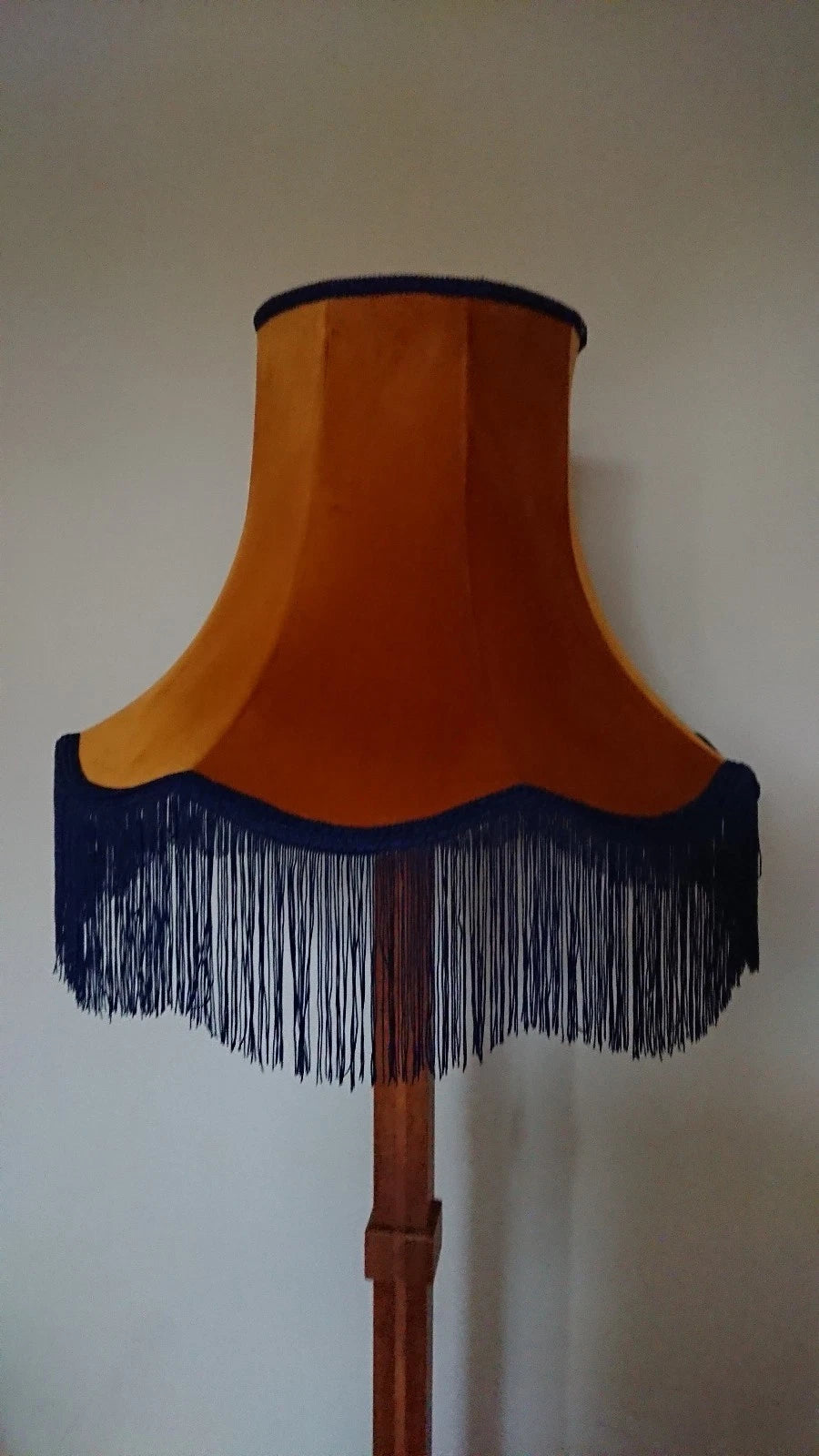 Handmade lampshade in orange velvet fabric for standard lamp or ceiling pendant
