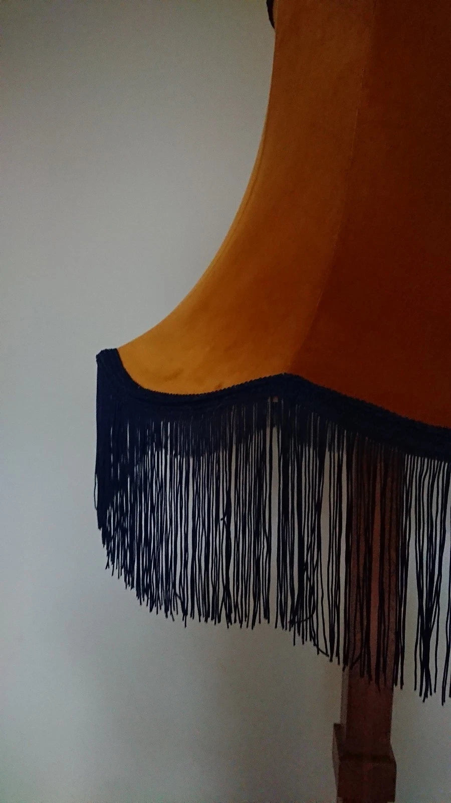 Handmade lampshade in orange velvet fabric for standard lamp or ceiling pendant