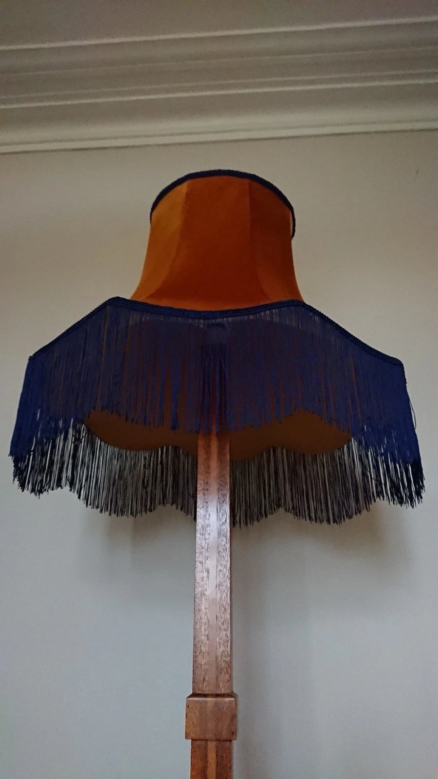 Handmade lampshade in orange velvet fabric for standard lamp or ceiling pendant