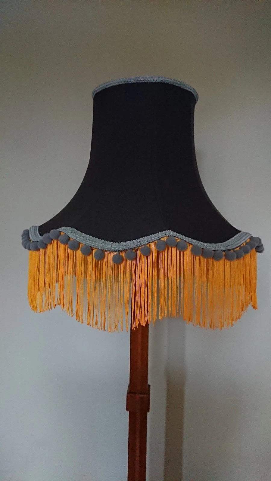 Handmade lampshade in Grey cotton fabric for standard lamp or ceiling pendant